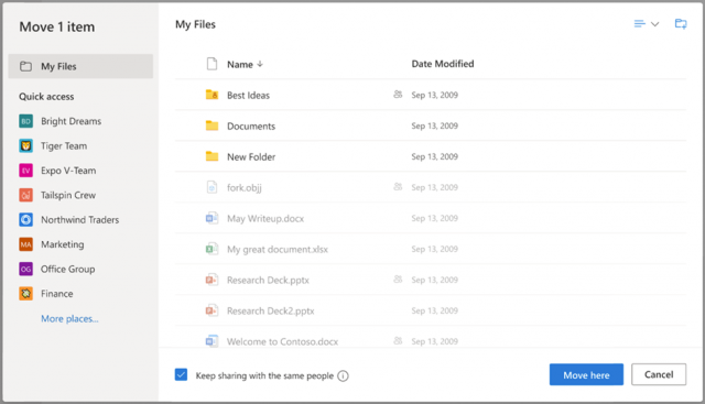 Microsoft анонсировала обновленный опыт перемещения/копирования файлов для OneDrive и SharePoint