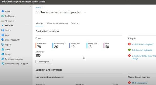 Microsoft объявляет об общей доступности Surface Management Portal