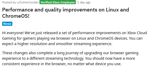 Xbox Cloud Gaming получает прирост производительности в Linux и Chrome OS