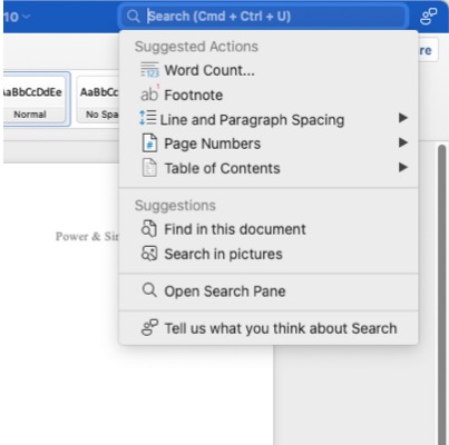 Новый улучшенный опыт поиска в Word, Excel и PowerPoint для Mac