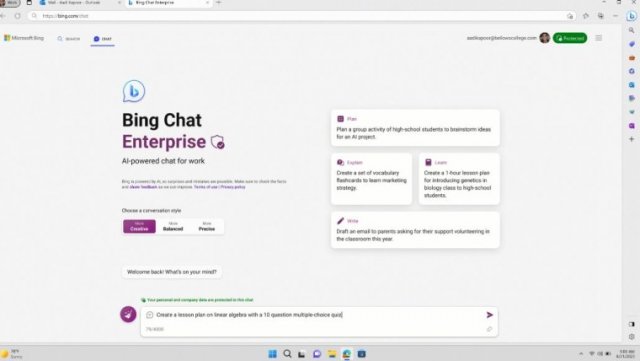 Bing Chat Enterprise запускается для пользователей Microsoft 365 в сфере образования