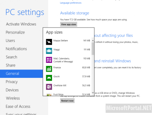 Сколько места занимают приложения в Windows 8?