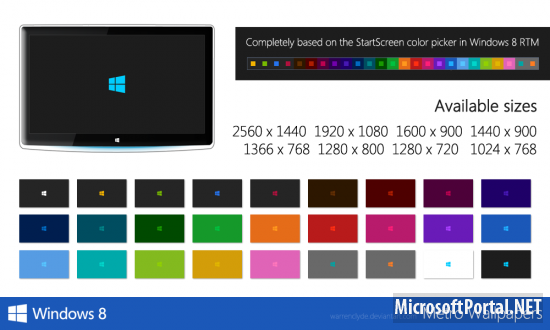 Windows 8 Metro Wallpaper (27+ Colors)