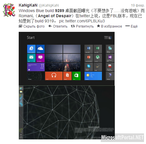 Скриншот Windows Blue Build 9289?
