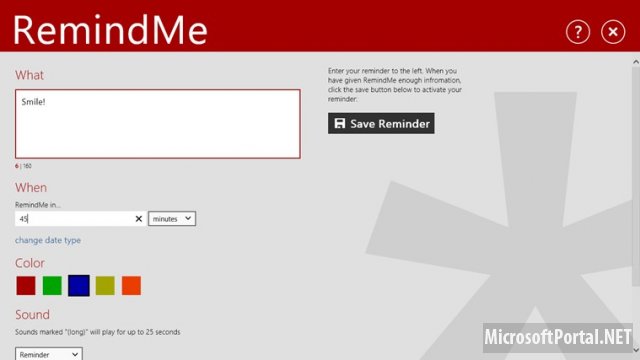 Windows Store: RemindMe for Windows