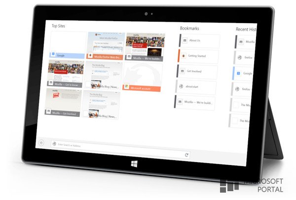 Firefox для Windows 8 имеет поддержку сенсорного ввода и жестов