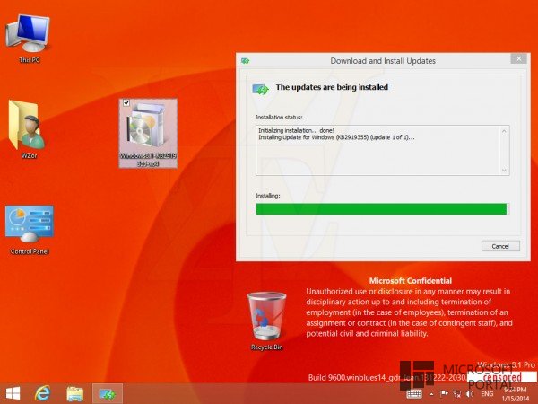 Первое обновление для Windows 8.1 Update 2014 Первое обновление для Windows 8.1 Update 2014