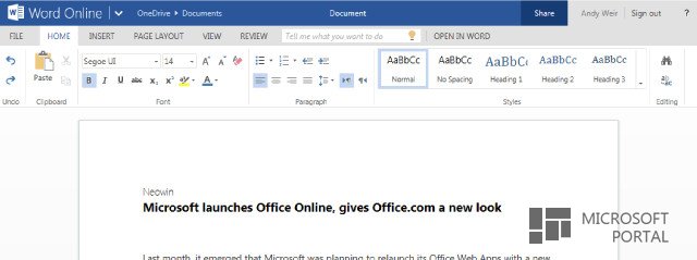Microsoft запустила сервис Office Online