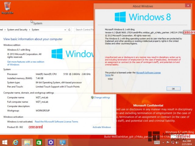 В Сеть утёк образ Windows 8.1 Update 2014 With Bing X86-64 pre-release coreconnected english