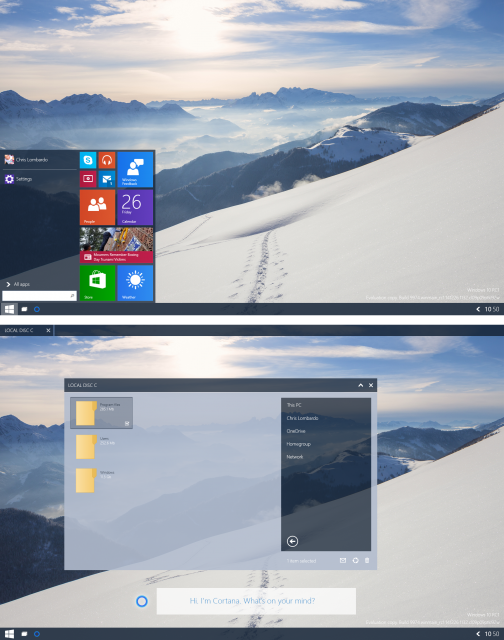 Концепт меню Пуск в Windows 10