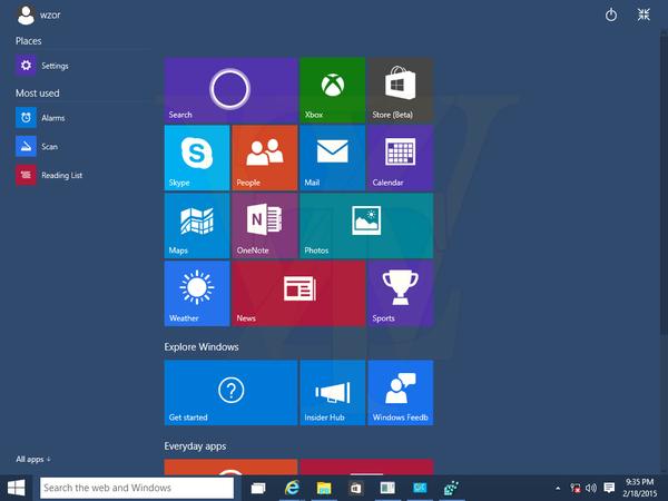 Несколько скриншотов сборки Windows 10 TP Build 10014 от Wzor [дополнено]