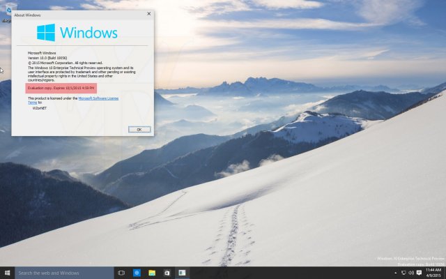 Скриншоты Windows 10 Enterprise TP Build 10056