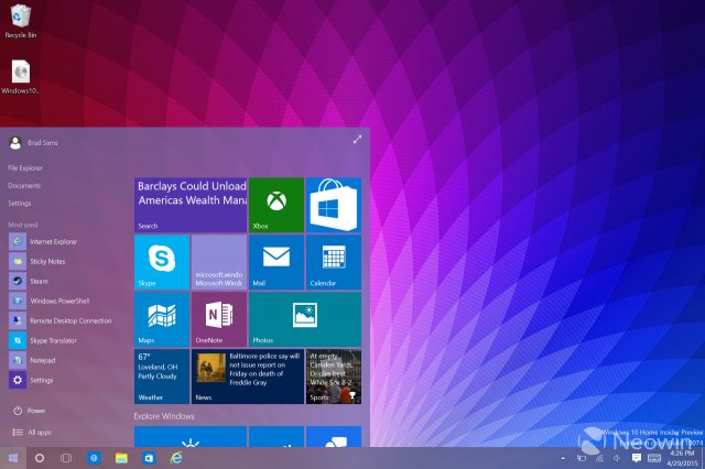 Множество изображений сборки Windows 10 Build 10074