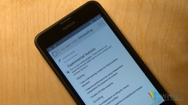 В мобильной версии браузера Microsoft Edge стал доступен интерфейс Экспериментальных функций